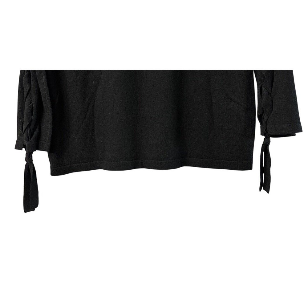NWT Vince Camuto Womens Long Lace Sleeve Pullover V Neck Black Sweater Size PM - Picture 10 of 12
